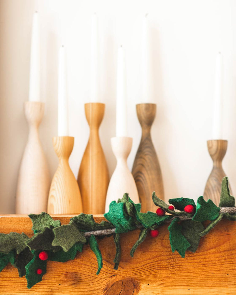 Felted Holly Garland