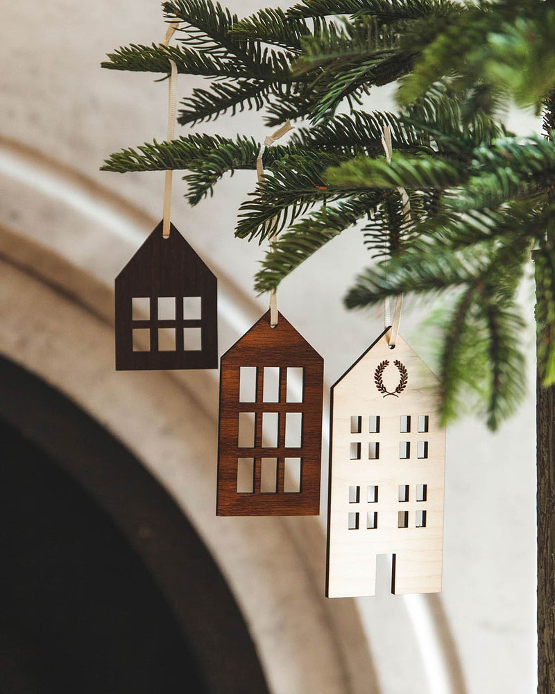 Holiday House Ornaments - Set of 3